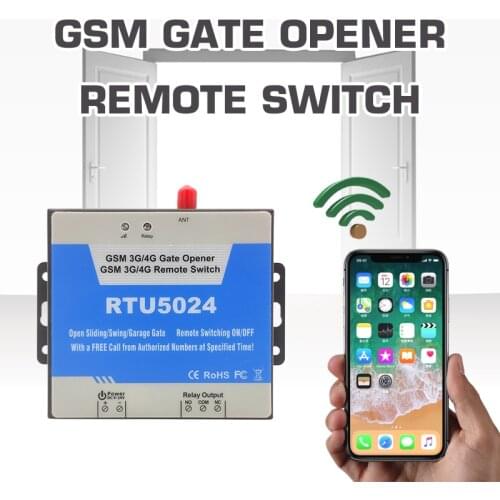 2G/3G/4G RTU5024 GSM Gate Opener Relay Switch Wireless SMS Call Remote Control Gate Door Opener Free Call for Access Control