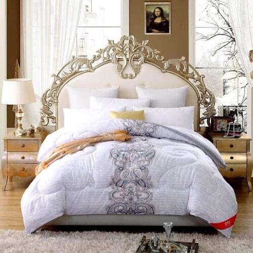 Luxury Silk Down Thicken Warm soft Quilt Duvet Winter European style Blanket Core filler 100%Cotton Cover King Queen Twin Size