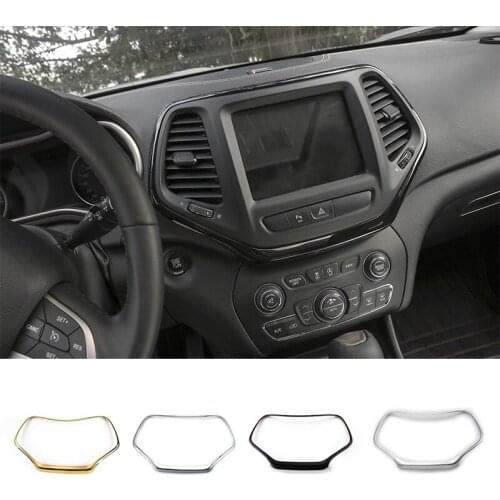 SHINEKA ABS Car Styling GPS Media Screen Panel Cover Trim Frame Sticker for Jeep Cherokee 2014-16 High Quality