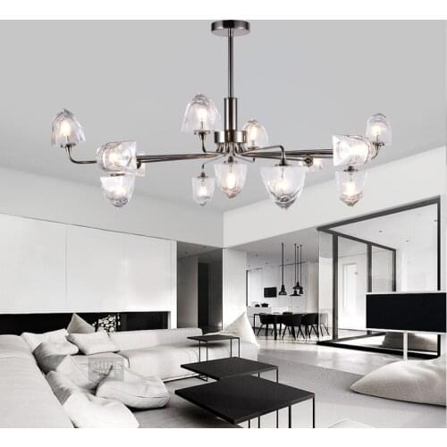 Post Modern G4 Led Chandelier Modern Glass Shades Lustre Luminarias Living Room Black Metal Chandelier Lighting Lamparas Fixture