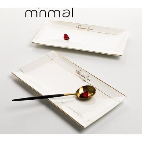 Fish-filled fish plate, household bone china creative European-style ceramic fish dish, large rectangular Japanese dish