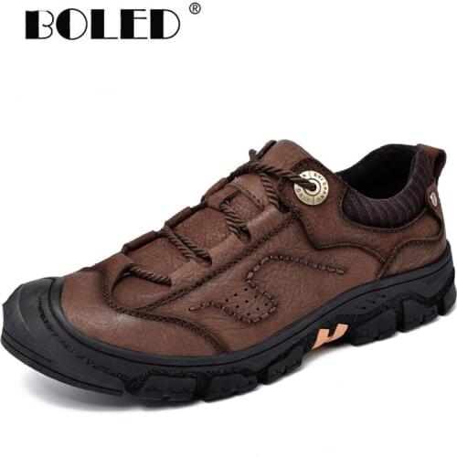 Natural Leather Shoes Men Handmade Comfort Shoes Men Flats Outdoor Autumn Vintage Anti-Skid Walking Shoe Zapatillas Hombre