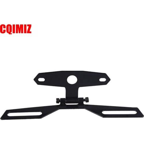 Universal Black Metal Motorcycle Adjustable Folding License Plate Holder Tail Rear Light Mount Bracket