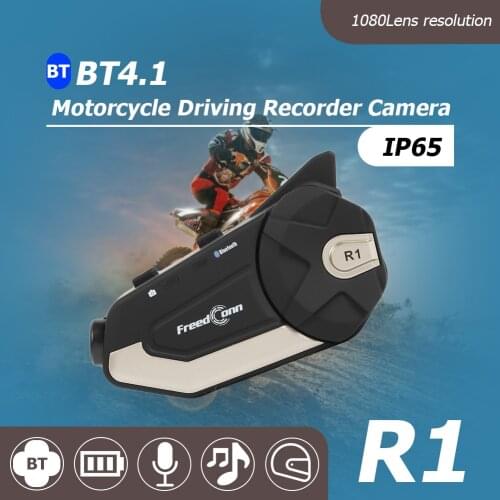 FreedConn R1 Motorcycle Intercom Helmet Bluetooth-compatible Headset Intercom 1080P HD Video Wifi Dashcam Recorder Camera