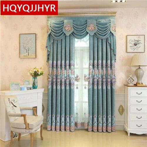 High quality green villa curtains for the living room with luxury embroidery tulle for bedroom upscale hotels Can be customized