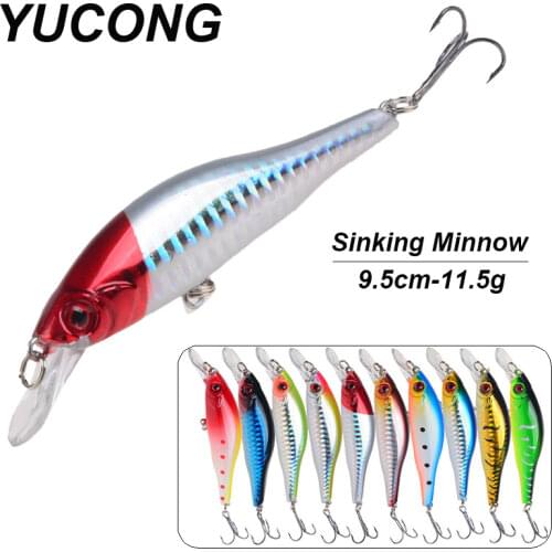 YUCONG 1PX Wobblers Pike Fishing Lure 9.5cm-11.5g Diving Laser Minnow Bait Crankbait Peche Bass Trolling Artificial Hard Lure