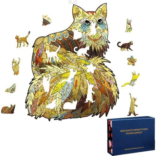 Funny Cats Art Picture Wooden Toys Jigsaw Puzzle Wood Animal Puzzles Stress Relief Educational for Kids Boy Girl Children Adults
