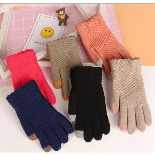Womens Gloves Winter student knitted warm gloves