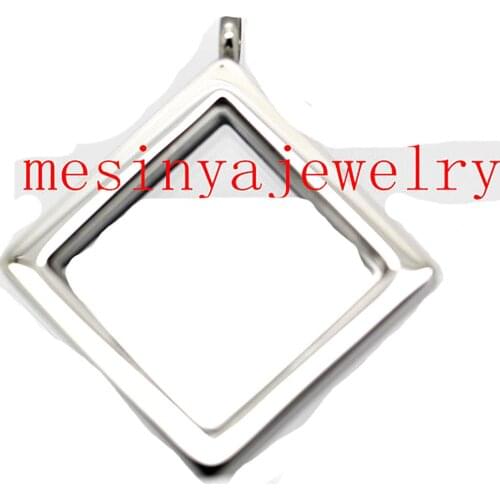10pcs 316L Stainless steel square magnetic plain glass locket for floating charms keepsaking Xmas gifts no chain and clasp