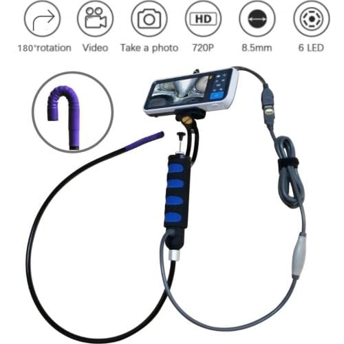 180 Degree Rotatable Industrial Endoscope Camera Control Steering Automotive Pipe Inspection High-definition with Lights