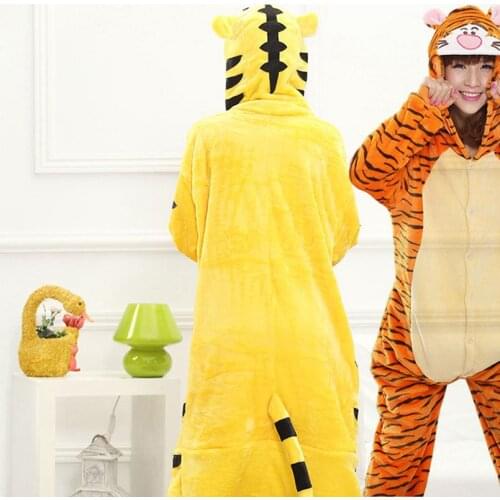 2 Color Tiger Pajama Set Women Men Unisex Adult Animal Pijama Flannel Onesie Cosplay Sleepwear Hoodie Halloween Holiday Costume