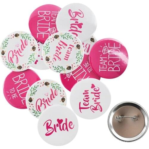 6Pcs Bride/Team Bride/Bride To Be DIY Round Badge For Bachelorette Hen Party Bridal Shower Wedding Decoration Bridesmaid Gifts