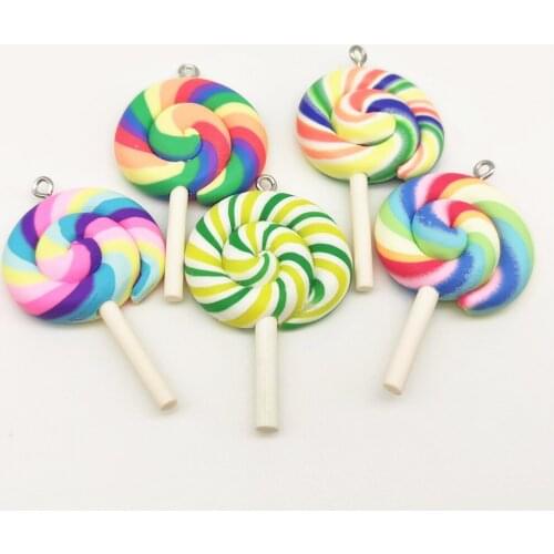 8pcs 27*48mm Cute Lollipop Kawaii Charms Candy Pendants for DIY Handmade Bracelets Necklace Earring Keychain Jewelry Making