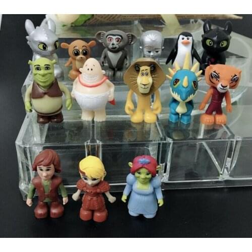 Mix 50PCS/lote Kids Animal toys, Cute cartoon human action figures anime toy birthday gift for children hobby collections