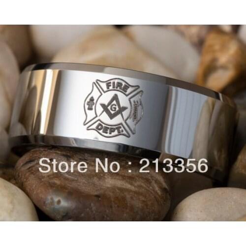 FREE SHIPPING!USA WHOLESALES CHEAP PRICE BRAZIL RUSSIA CANADA UK HOT SELLING 8MM BEVELED FIREFIGHTER MASON TUNGSTEN WEDDING RING