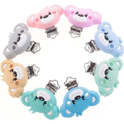 10PCS Bear Silicone Clips Bpa Free Chewing Baby Teething Necklace Pacifier Chain Fitting Food Grade Teether Jewelry Accessories