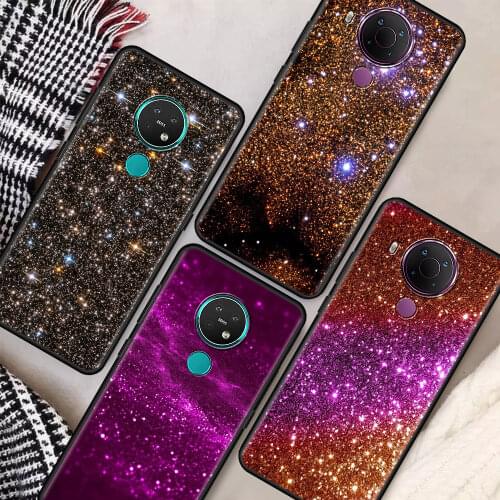 Gold Pink Glitter Print Cell Phone Case For Nokia G10 7.2 5.3 3.4 8.3 5G X10 2.3 2.4 C20 4.2 1.4 Mobile Phones Cover Shell Coque