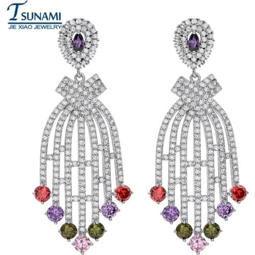Deluxe high quality colored zircon earrings,Jewelry earrings for women/girl wedding parties ER-120