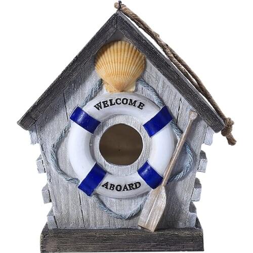 Bird House Bird Box Resin Bird House Creative Wall-mounted Outdoor Bird Nest Birdhouse Wooden Box Bird House Decor