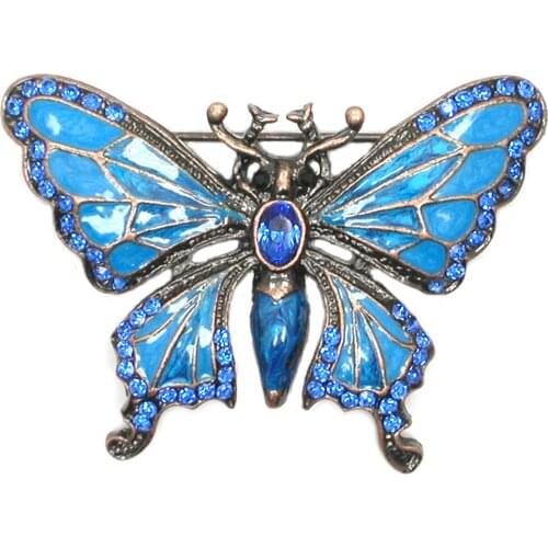Enamel Pins Butterfly Brooch for Women Rhinestone Broohes Wedding Jewelry