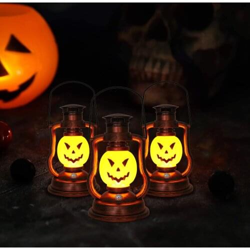 Halloween Lantern Pumpkin Skull LED Battery Powered Camping Lantern Portable Candle Light For Holiday Home Party Decoration
