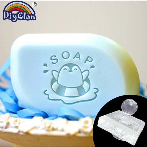 Handmade Soap Making Stamp Mold Penguin Transparent Diy Natural Organic Glass Soap Chapter Acrylic Chapter Custom Gift