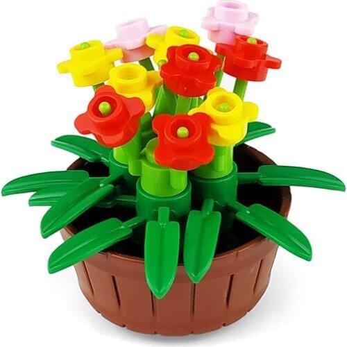 City Blocks MOC Assemble Toy Beautiful Flower Toys for Children Gifts Creative DIY Parts The Potted Plant Building Blocks Cities