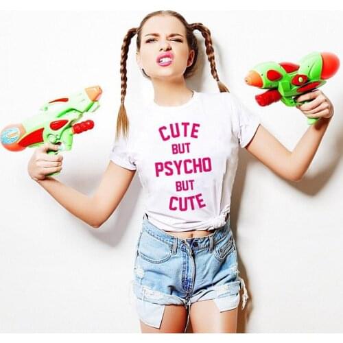 Grunge Tumblr T-shirt Baby Girl T Shirt Casual Top Tees Cute But Psycho But Cute T-shirt Top Blogger Hipster