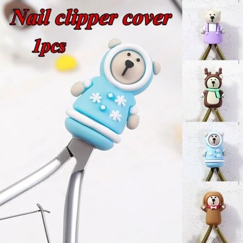 1PC Cute Bear Nipper Cover Cuticle Scissors Cap Animal Protective Sleeve for Nail Manicure Pedicure Tools Dead Skin Tweezers Cap