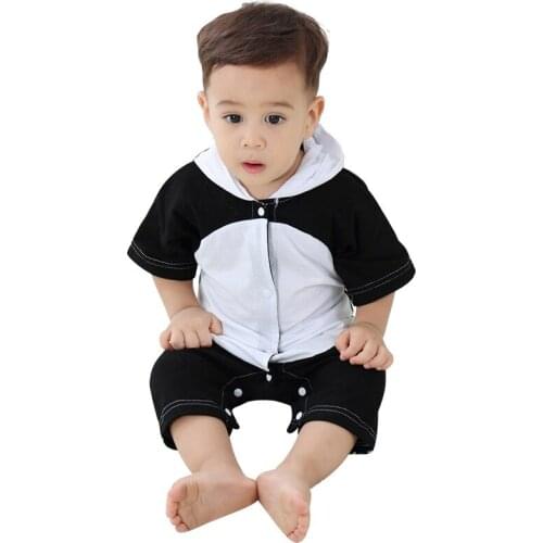 Newborn Infant Baby Boys Girl Bodysuit Summer Panda Fox Tiger Rompers Casual Hooded Romper Jumpsuit Outfits Clothes For 3M 6M 9M