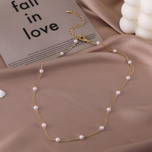 Korea Fashion Heart Beads Simple Sweet Pearl Necklace Joker Temperament Collarbone Chain Necklace Women Jewelry Accessories