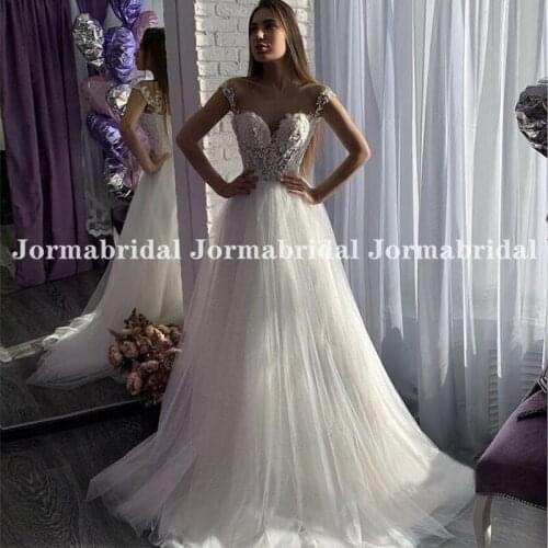 Lace Applique Illusion Tulle Skirt Boho Wedding Dress Sweetheart Neckline Corset Plunging Beach Bridal Gowns Vestido De Mujer