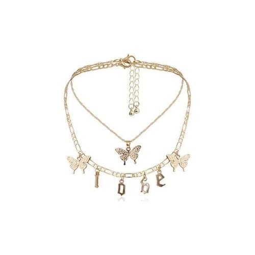 Hot Luxutry two-layer butterfly necklace 925 Sterling Silver Necklace Jewelry Wholesale N03