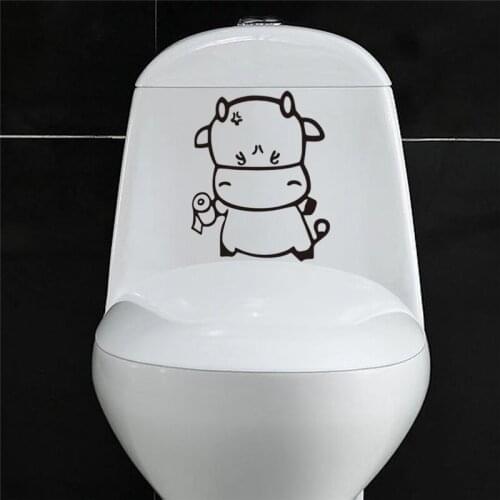 Cartoon Cattle Cow toilet sticker wall decal home decoration removable vinyl wall sticker