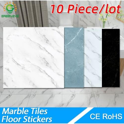 10pcs Wall Sticker Self Adhesive waterproof PVC Tiles Floor Stickers Marble Bathroom living room Bedroom Ground Thick Wallpapers