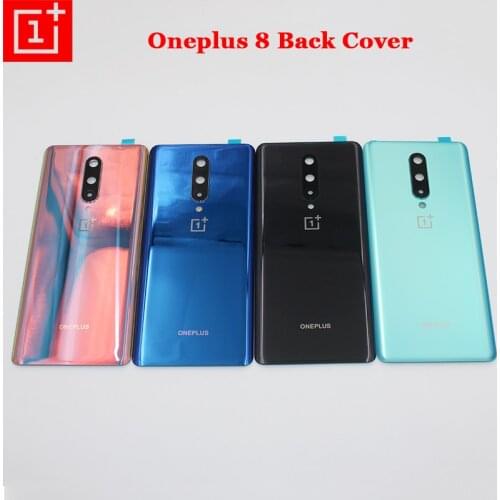 Back Cover Original For Oneplus 8 Rear Door Housing Panel Case Battery Phone Back Replacement Repair Parts & Camera Lens + Logo
