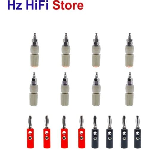 4Pair Black Red 30A Connector Amplifier Terminal Binding Post Banana Speaker Plug Jack Adapter Socket