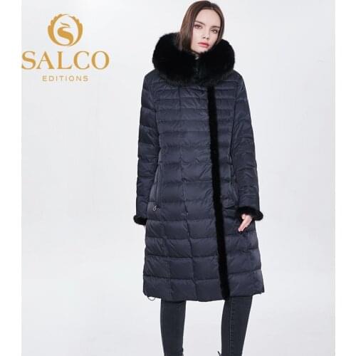 SALCO 2020 the latest best-selling natural animal fox fur 90% down long jacket, thermal jacket