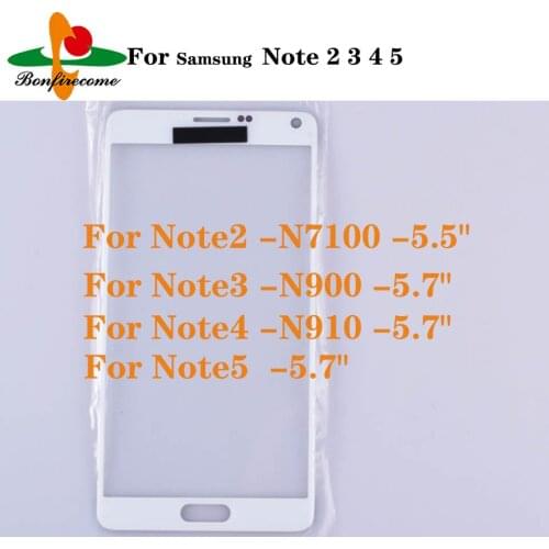 10Pcs For Samsung Galaxy Note 2 3 4 5 Note2 N7100 \ Note3 N900 N9000 \ Note4 N910 \ Note5 Touch Screen Sensor Front Panel Glass