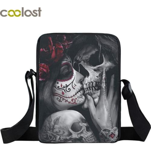 Dark Gothic Skull Crossbody Bags Punk Women Handbag Portable Messenger Bags Girls Rock Shoulder Bag Travel Bag