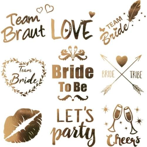 Hen Party Supplies Bronzing Tattoo Stickers Team Bride Wedding Bride Bachelor Party Water Transfer Tattoo Stickers