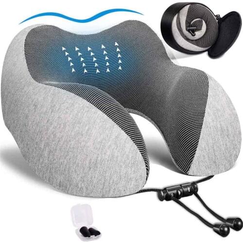 U Shaped Memory Foam Neck Pillows Soft Travel Pillow Neck Cervical Airplane Pillow 30*28*14CM Cervical Travel Healthcare Bedding