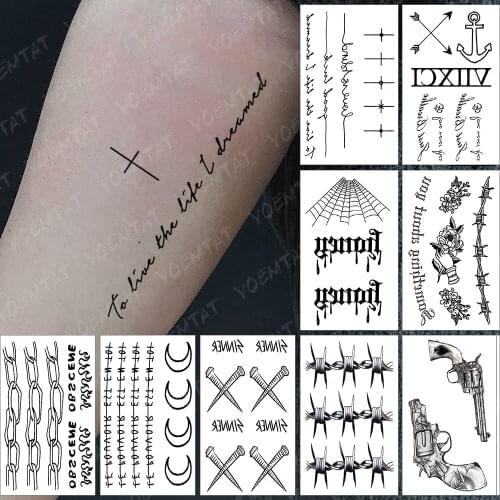Waterproof Temporary Tattoo Sticker Small Cross Stars Flash Tatoo English Sentence Wrist Fake Tatto For Body Art Women Men
