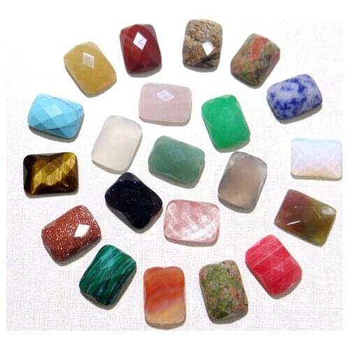 12*16mm Natural stone Turquoises tiger eye Opal Quartz crystal Cabochon Pendant for diy Jewelry making necklace Accessories30PC