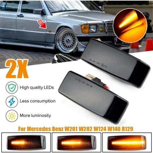 2Pcs Dynamic LED Side Marker Light Turn Repeater Lamps For Mercedes For Benz C E S SL CLASS W201 190 W202 W124 W140 R129
