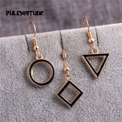 2pc/lot Thre Color High Quality Rhombus/Round/Triangle Shapes Drip Alloy Pendants For Dangle Earring DIY