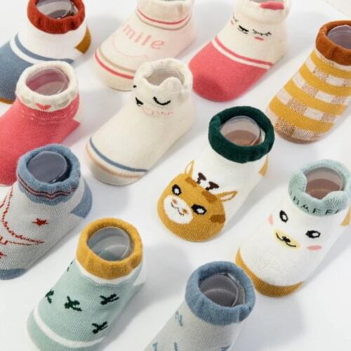 3Pairs Newborn Autumn And Winter New Loose Mouth Baby Non-slip Floor Socks Childrens Kids Boy Girl Socks 0-3Y