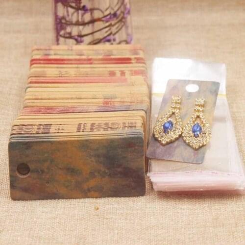 4*9CM kraft romance paper earring card various flower design earring tag DIy Thank you earring card tag 100pc+100opp bag match