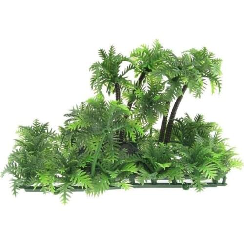 K1MF Aquarium Plastic Plants Artificial Aquatic Green Grass Fish Tank Decorations Lifelike Simulation Coconut Trees with Base