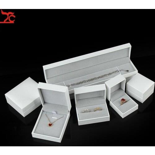White Jewelry Box Engagement Wedding Anniversary Bracelet Ring Container Necklace Holder Display Gift Showcase